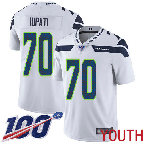 Seattle Seahawks Limited White Youth Mike Iupati Road Jersey NFL Football #70 100th Season Vapor Untouchable